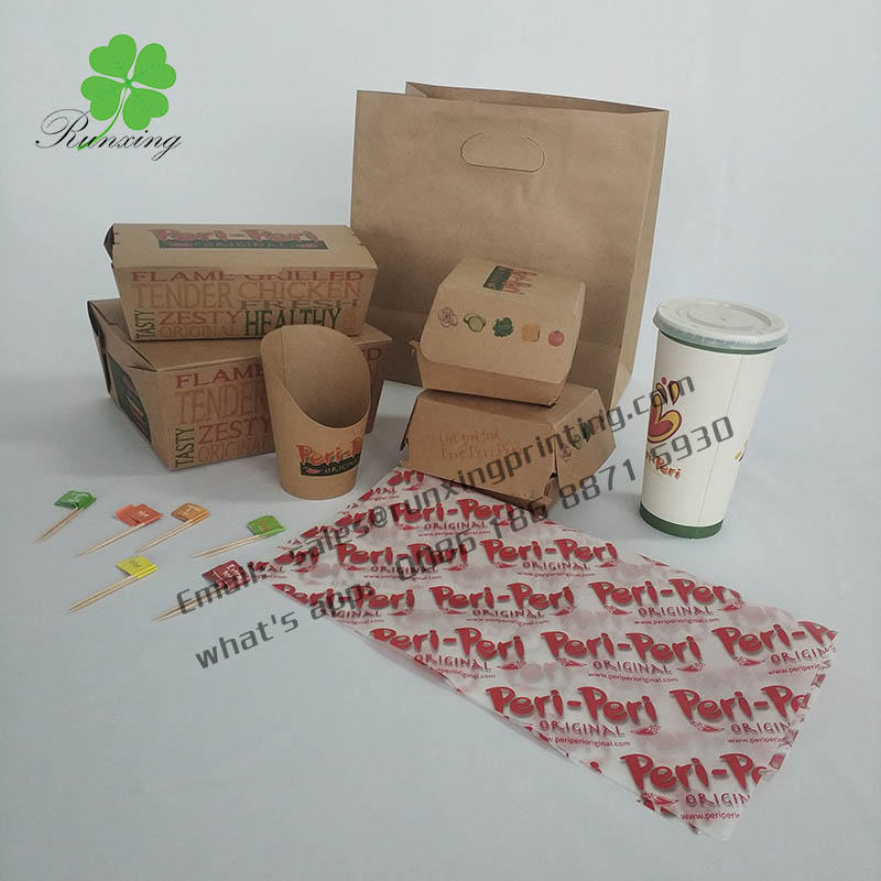 Customize design Brown kraft paper burger packaging whole sets