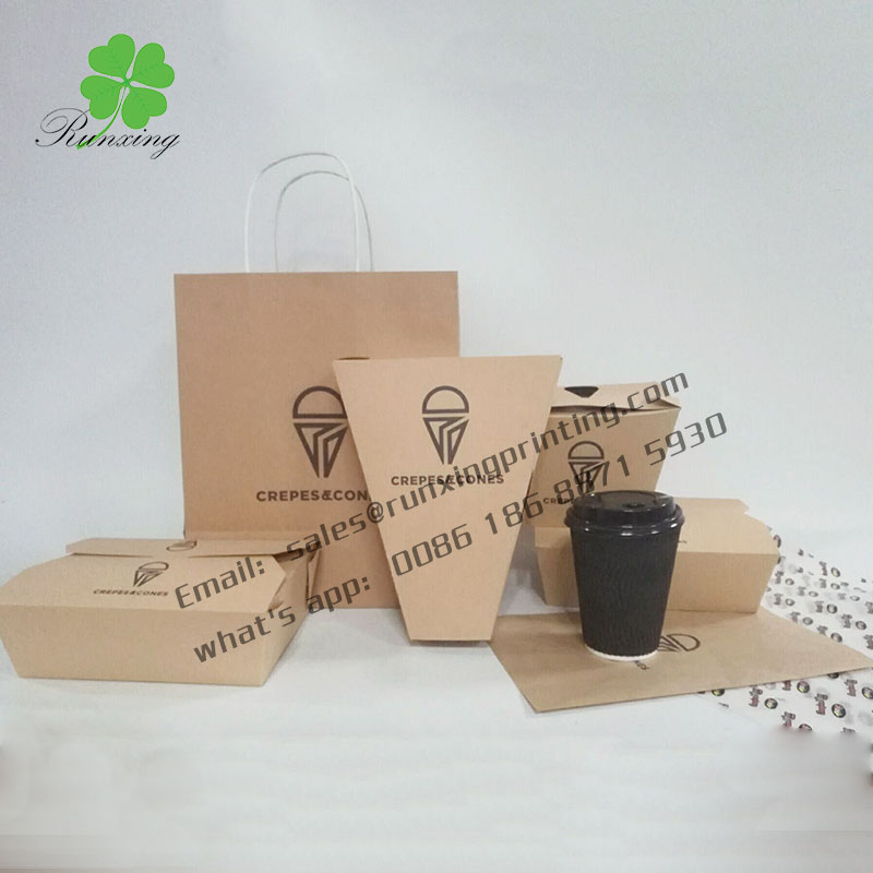 Custom design brown kraft paper crepe and cone packaging